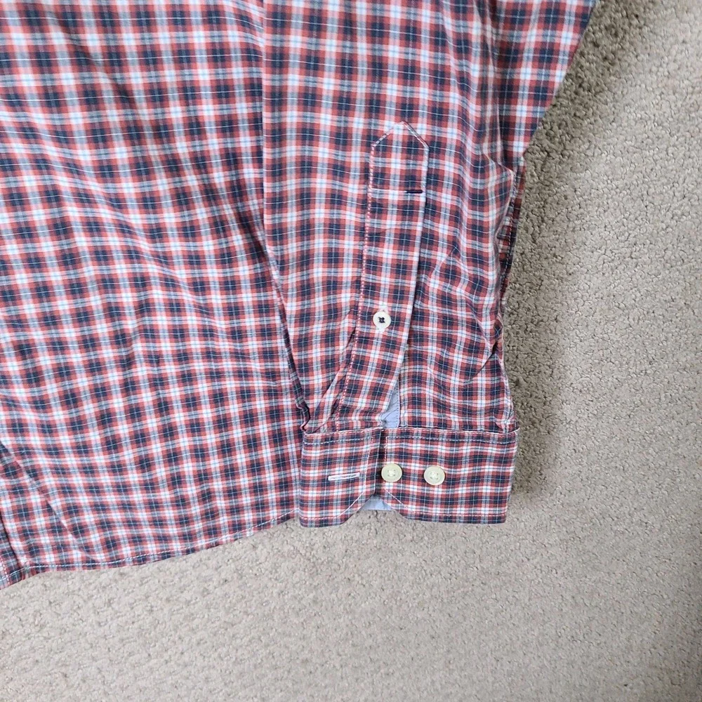 Banana Republic Shirt Mens Medium Red Plaid Soft Wash Button Down Cotton Casual